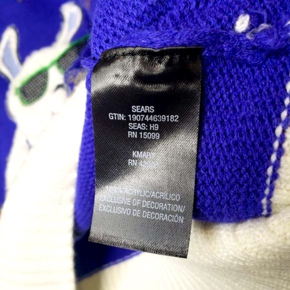 Joe Boxer Women’s 3D Happy Holidays Furry Llama Switching Sequin Blue Sweater S - Picture 7 of 7